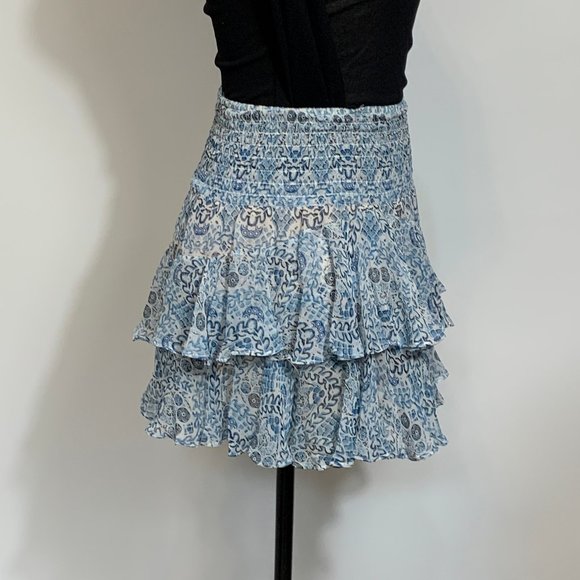 Twelfthstreet by Cynthia Vincent For Intermix Blue Floral Silk Skirt Size P - Picture 10 of 16
